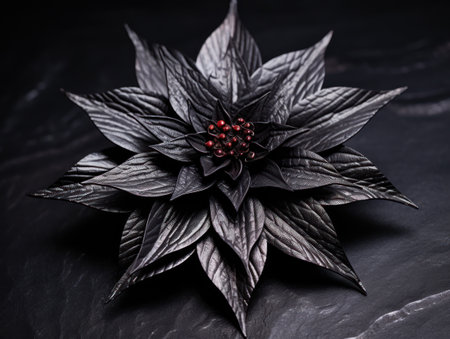 a black flower with red beadsの素材