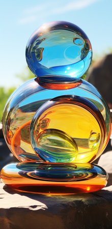 a stack of glass ballsの素材