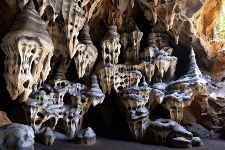 a cave with many stalactitesの素材