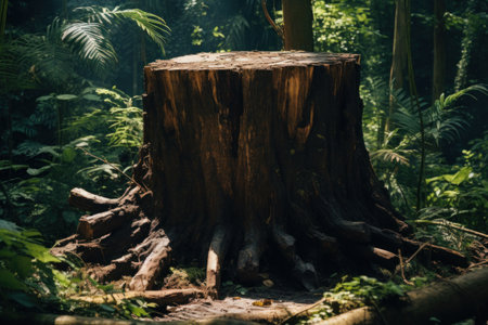 a tree stump in the woodsの素材