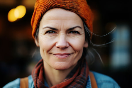 a woman smiling at the cameraの素材