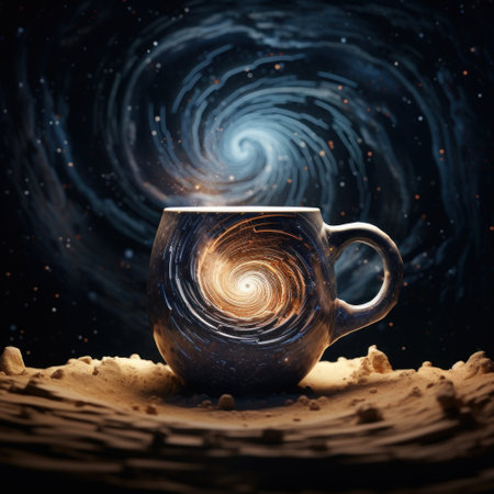 a cup with a swirl of lightの素材
