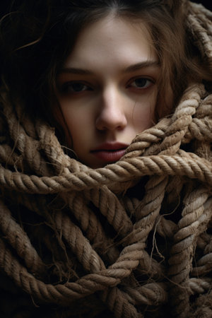 a woman wrapped in ropeの素材