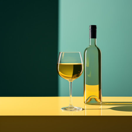 a bottle and glass of wineの素材