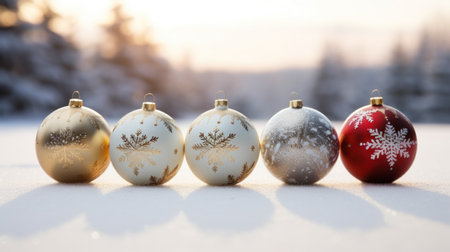 a group of ornaments in a rowの素材