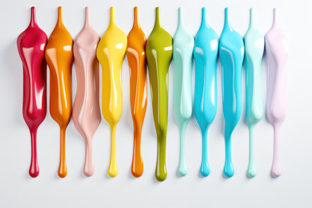 a group of colorful liquid dropsの素材