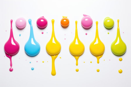 a group of colorful drops of paintの素材
