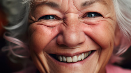 a close up of a woman smilingの素材