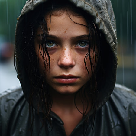 a girl with wet hair and a hoodの素材