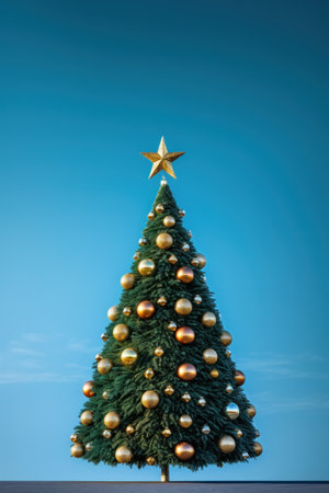 a christmas tree with a star on topの素材