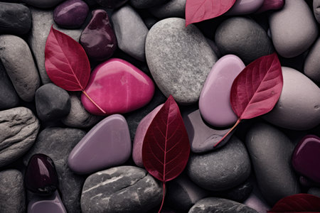 a group of rocks with red leavesの素材