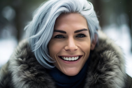 a woman smiling for a pictureの素材