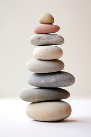 a stack of rocks on a white surfaceの素材