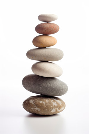a stack of rocks on a white backgroundの素材