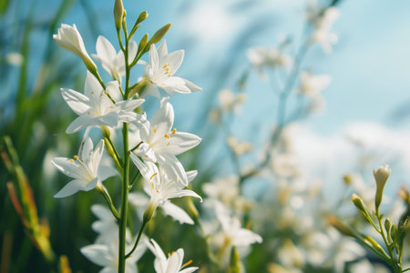 a close up of white flowersの素材
