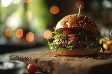 a close up of a burgerの素材