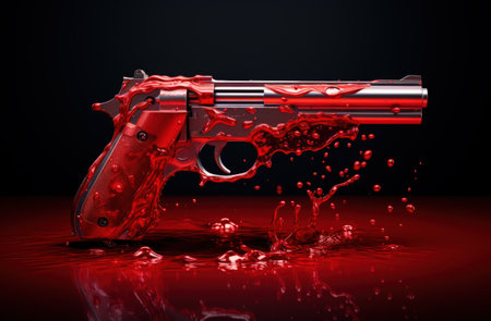 a gun with red liquid on itの素材