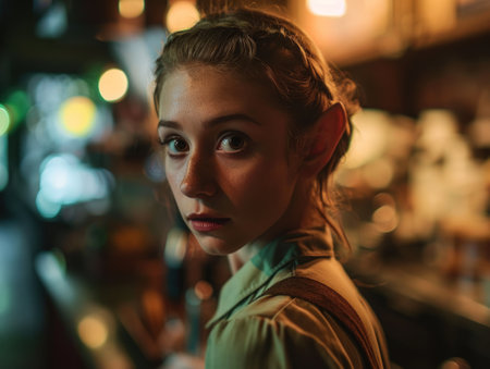 a woman looking at the cameraの素材