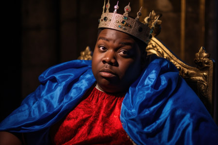 a man wearing a crown and capeの素材