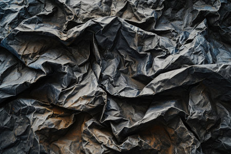 a close up of a crumpled black paperの素材