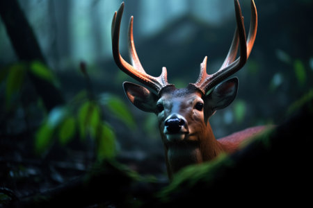 a deer with antlers in the woodsの素材