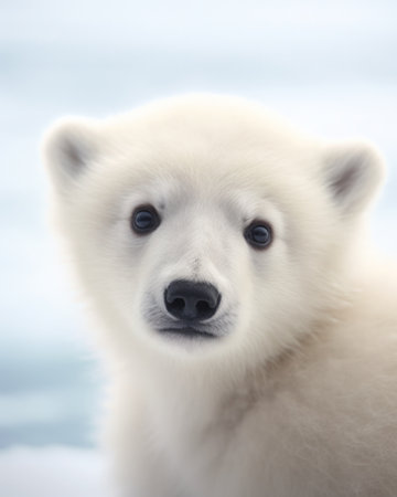 a close up of a polar bearの素材