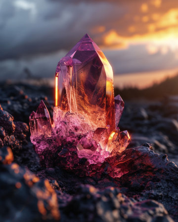 a crystal on a rocky surfaceの素材