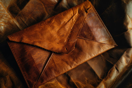 a brown envelope on a brown surfaceの素材