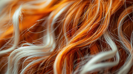 close up of a red and white hairの素材