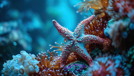 a starfish in an underwater reefの素材