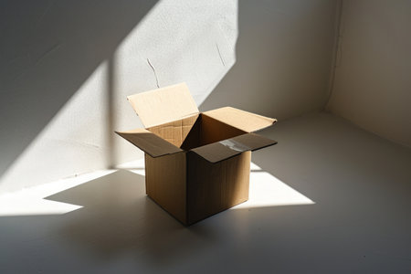 a cardboard box with a lid openの素材