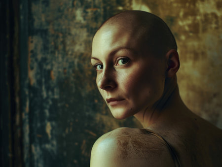 a woman with no hairの素材