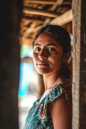 a woman looking at cameraの素材