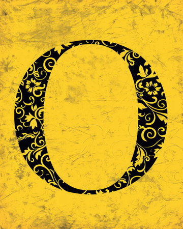 a black and yellow letter oの素材