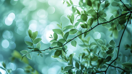 a close up of leaves on a branchの素材