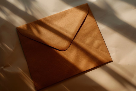 a brown envelope on a white surfaceの素材