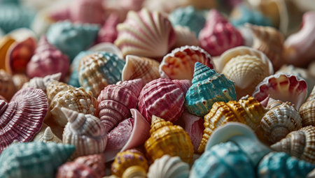a group of colorful seashellsの素材