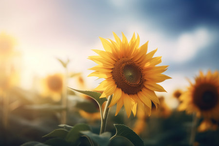 a close up of a sunflowerの素材