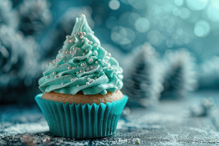 a cupcake with frosting and sprinklesの素材