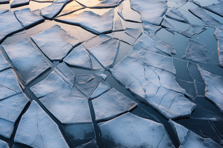 ice on the ground with cracksの素材