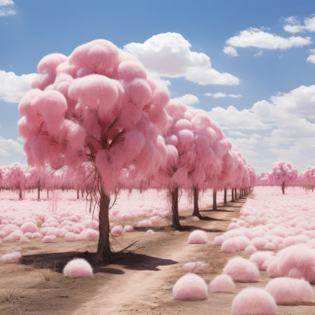 a field of pink cotton ballsの素材