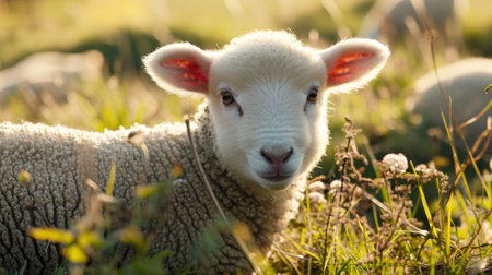 a close up of a sheepの素材