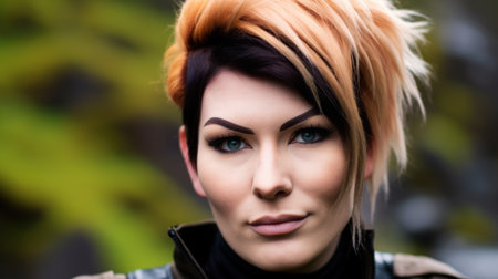 a woman with blue eyes and blonde hairの素材