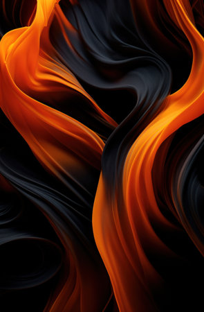 a black and orange wavy fabricの素材