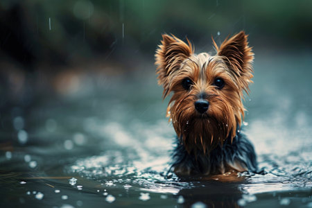 a dog in the waterの素材