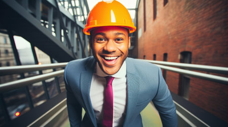 a man wearing a hard hatの素材