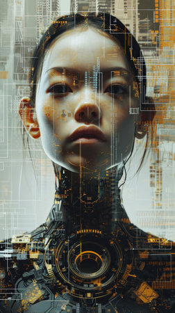 a woman with a futuristic designの素材