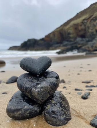 a stack of rocks on a beachの素材