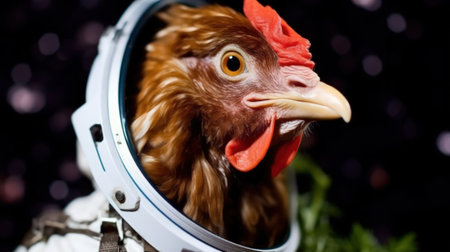 a chicken in a space suitの素材