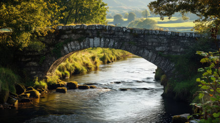 a stone bridge over a riverの素材